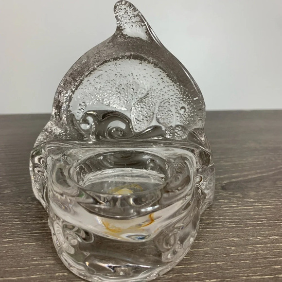 PartyLite Dolphin Ocean Waves Candle Holder Tea Light Clear Glass Seascape P0255 - Picture 4 of 7